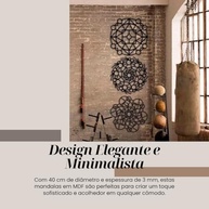 Trio de Mandalas Decorativas 39cm - Placas MDF 3mm Preto | Decoração Moderna para Parede - imagem 4