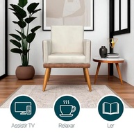 Kit 2 Poltronas Decorativas Lis em Corino e Suede Bege com Pé Palito 30cm - Estilo e Conforto para sua Sala - imagem 5