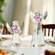Anjos da Guarda em Cristal K9 - Estátuas Decorativas com Flores Roxas para Casa e Presente - imagem 5