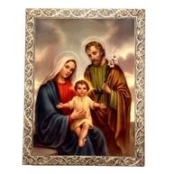 Quadro Decorativo Religioso Sagrada Família de Nazaré Dourado A3 - imagem 1