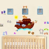 Adesivo Decorativo Arca de Noé com Animais Fofos - Infantil Colorido e Divertido - imagem 4