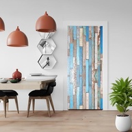Adesivo Decorativo Porta Ripas de Madeira Tons de Azul - Transforme sua Decoração com Estilo - imagem 5