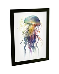 Quadro Decorativo A2 Água Viva Aquarela - Ilustração Animal com Moldura Moderna - imagem 1