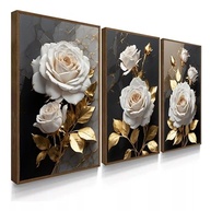 Quadro Decorativo Flores Rosa - Peônia e Floral Colorido para Sala e Quarto (Kit 3 Peças 60x40) - imagem 2