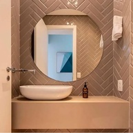 Espelho Redondo Decorativo 40cm com Fita Dupla Face - Vidro Lapidado Autoadesivo para Sala, Quarto e Banheiro - imagem 4