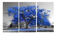 Quadro Decorativo Arvore Azul Royal Trio 60x120 - Transforme Seu Ambiente com Estilo e Arte - imagem 2