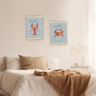Pôster Decorativo de Caranguejo Lagosta com Laço Azul - Estilo Costeiro para Decoração de Parede - imagem 5
