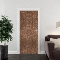 Adesivo Decorativo de Porta Madeira Estilo Mandala Entalhada - Design Artesanal Elegante - imagem 3
