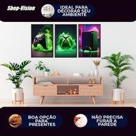 Quadro Decorativo Gamer Xbox - Kit 3 Peças para Sala e Quarto | Design Console e Controle | Impressão Premium 120x60cm - imagem 5