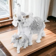 Elefante Branco Duo Decorativo em Gesso | Peça de Arte Moderna para Ambientes Elegantes - imagem 3