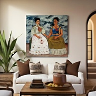 Quadro Decorativo Frida Kahlo - As Duas Fridas | Tela Premium Acetinada | Arte Mexicana Clássica para Decoração de Interiores - imagem 2