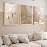 Quadro Decorativo Flores Abstrato Luxo - Kit com 3 Peças em Madeira 40x60cm | Decoração Elegante para Sala e Quarto - imagem 4