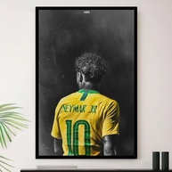 Quadro Neymar Seleção Brasileira Decorativo A4 23x33cm - Moldura Premium com Impressão em Alta Definição - imagem 1