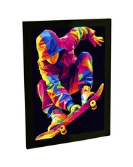 Quadro Decorativo Skate Ilustração Colorida - Moldura Moderna para Quarto e Sala - imagem 1