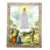 Quadro Decorativo Religioso Nossa Senhora de Fátima Dourado A4 - Inspire Fé e Beleza no Lar - imagem 2