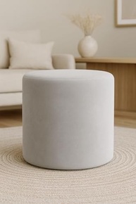 Puff Decorativo Redondo Suede Nude - Estofado Moderno para Sala e Quarto - imagem 2