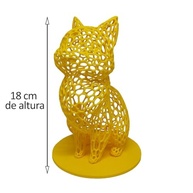 Gato Sentado 18cm 3D Amarelo - Enfeite Decorativo Moderno para Ambientes - imagem 4