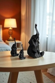 Kit Elefante Decorativo Minimalista – 3 Peças Geométricas Modernas com Estilo Sofisticado (Preto) - imagem 3