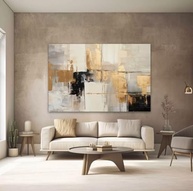Quadro Decorativo Abstrato Dourado 130x70cm - Arte Moderna para Ambientes Elegantes - imagem 3