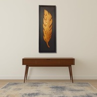 Quadro Decorativo Pena em Madeira Maciça 98x35cm | Design Moderno com Moldura Preta para Sala e Ambientes - imagem 5