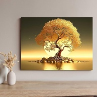 Quadro Decorativo Arvore Dourada 100x70cm - Canvas Moderno para Sala, Quarto e Escritório - imagem 4
