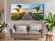 Quadro Decorativo Grande com Paisagem de Praia e Pier 130x90cm - Estilo Moderno para Sala - imagem 3