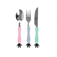 Kit Infantil de Talheres em Aço Inox com Cabo Ergonômico e Estojo Decorativo - 3 Peças - imagem 1