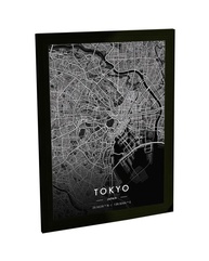 Quadro Decorativo A4 Mapa Tokyo - Moldura Moderna com Grampos Flexíveis - imagem 1