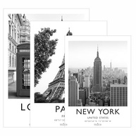Kit 3 Quadros Decorativos Londres Paris New York - Design Premium para Quarto e Sala (28x20cm) - imagem 5