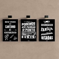 Kit 3 Quadros Decorativos para Área de Churrasqueira - Tema Churrasco 40x28cm - imagem 4