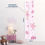 Kit Adesivos Decorativos Régua Crescimento Bailarina Infantil - Lavável, Seguro e Fácil Aplicação para Decoração do Quarto da Menina - imagem 4