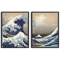 Kit Quadros Decorativos Mosaico A Grande Onda de Kanagawa | Moldura Premium + Proteção em Vidro Acrílico 40x30cm - imagem 3