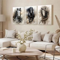 Kit 3 Quadros Decorativos de Cavalo Branco - Estilo Equino Moderno 40x28cm - imagem 3