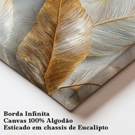 Kit 3 Quadros Decorativos Canvas com Arte Folhas Douradas 50x70cm - Decore com Estilo e Sofisticação - imagem 4