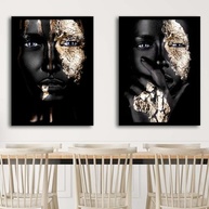 Dois Quadros Decorativos com Pintura de Mulher - 90x60cm | Moldura Preta em Madeira Pinus com Acabamento Premium - imagem 2