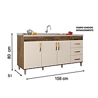 Balcão de Cozinha Luana 158cm: Organize e Decore! - imagem 2