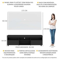 Rack Painel TV 65" com Rodízios: Organize e Decore! - imagem 2