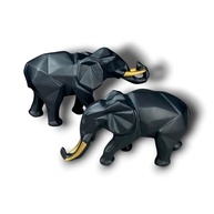 Elefante Geométrico em Resina Preto - Decore com Estilo e Sofisticação - imagem 1