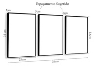 Kit 3 Quadros Abstrato Geométrico Triângulo em Listra - Decore sua Casa com Estilo Moderno (43x32cm, Preto) - imagem 3
