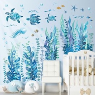Adesivos de Parede DECOWALL DS12-8084 - Cenário Submarino com Tartarugas, Peixes e Algas Marinhas para Decoração Infantil - imagem 4