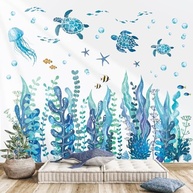 Adesivos de Parede DECOWALL DS12-8084 - Cenário Submarino com Tartarugas, Peixes e Algas Marinhas para Decoração Infantil - imagem 2