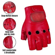 Luvas masculinas e femininas de couro de cordeiro sem dedos sem forro para dirigir com meio dedo/junta aberta respirável - imagem 3