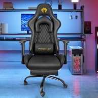 Cadeira Gamer Python Fly Deluxe - Design Ergonômico, Ajuste de 90-150°, Estilo Preto e Dourado - imagem 2