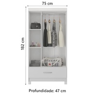 Guarda-Roupa Solteiro 3 Portas 1 Gaveta Prince Demóbile – Design Moderno e Organização Inteligente - imagem 4
