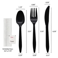 Party Essentials - Talheres Descartáveis Embalados Individualmente | Kit Completo com Garfos, Facas, Guardanapos e Temperos - imagem 3