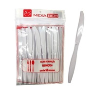 Kit Talheres Descartáveis de Plástico Branco - Faca Refeição Resistente, 50 Unidades, Ideal para Festas e Delivery - imagem 2