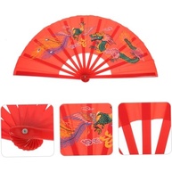 Leque Oriental com Desenho de Dragão e Fênix Kung Fu Dança Tai Chin Chuan - Vermelho - imagem 5