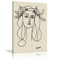 Arte de Parede Picasso - Desenho de Linha Abstrata Mulher em Tela Emoldurada | Decoração Minimalista para Sala de Estar - imagem 1