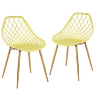 Kit 2 Cadeiras Clarice Cloe em Polipropileno e Metal - Design Moderno para Sala de Jantar, Cozinha, Varanda e Jardim - Amarelo - imagem 1