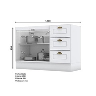 Balcão 2 Portas 3 Gavetas 120cm Emily Henn Branco - Design Moderno com Amortecimento - imagem 2